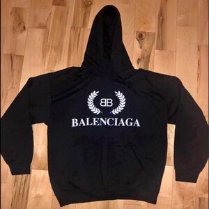 Balenciaga Black Hoodie with Logo and Pullover Style